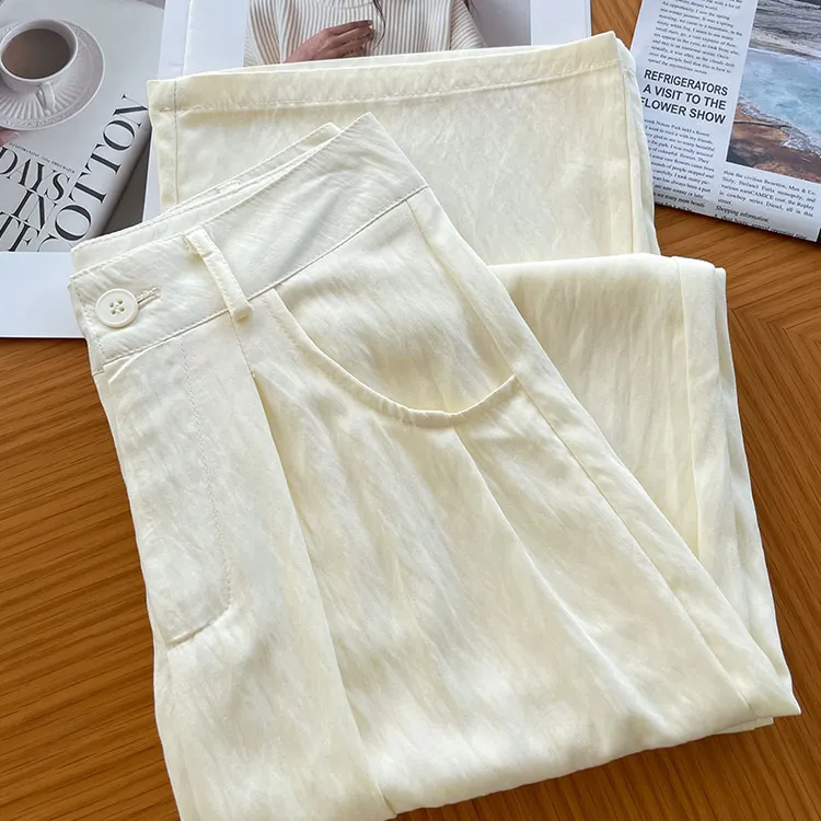 窄版山本裤女夏季薄款2025新款垂感慵懒休闲裤小个子冰丝阔腿裤子