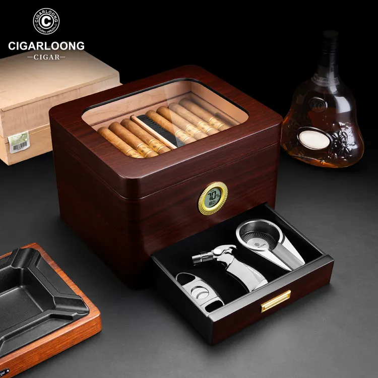 茄龙古巴雪茄盒大容量双层雪松木保湿盒烟盒雪茄盒保湿盒CA-24FT1