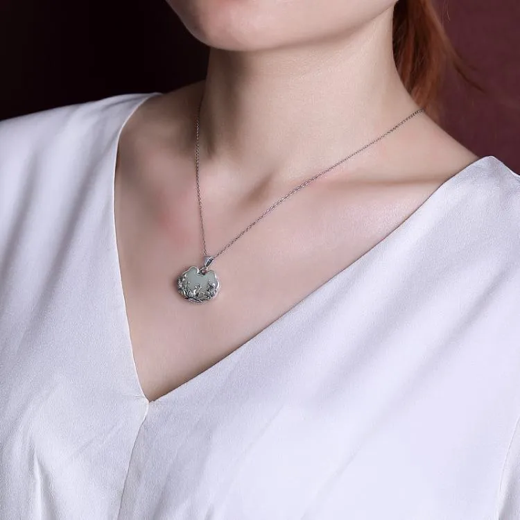 合金项链 鲤鱼莲花吊坠复古做旧哑光气质如意花纹项链配坠挂坠