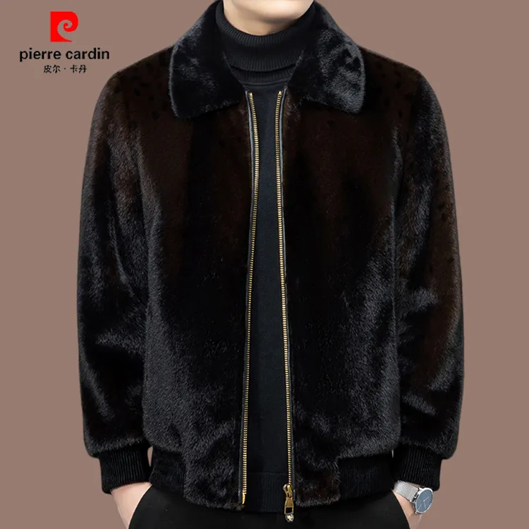 【皮尔卡丹正品】男士时尚轻奢毛呢大衣冬季保暖短款拉链翻领夹克潮