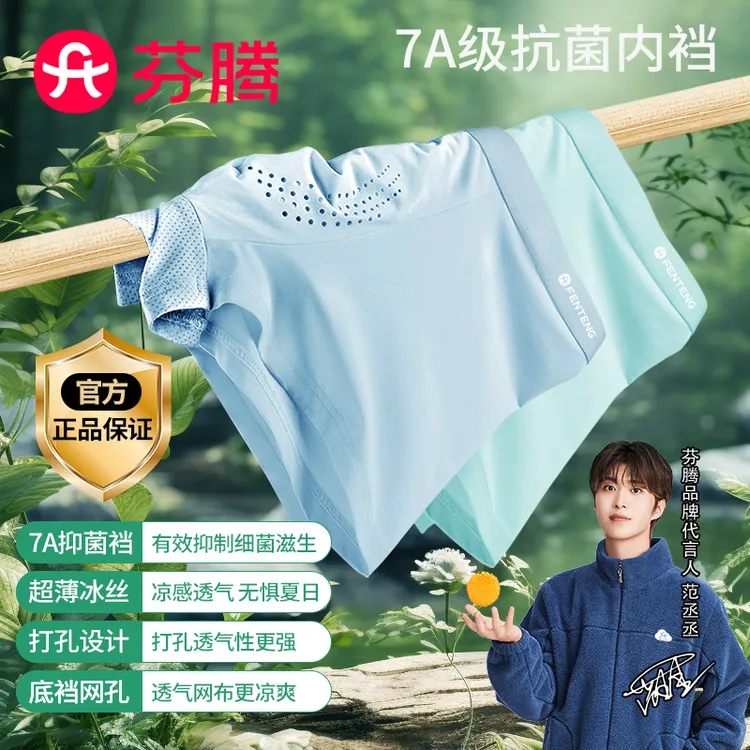 芬腾男士锦纶冰丝网孔平角裤无痕透气高弹大码内裤短裤衩男生夏季