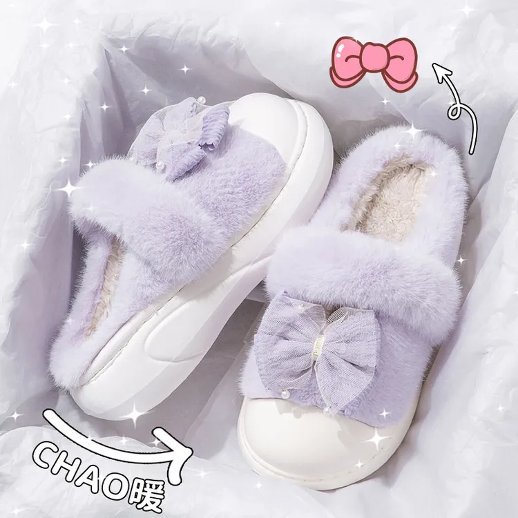 百搭时尚棉拖鞋女款秋冬季厚底月子室内家居外穿防滑舒适毛绒棉拖
