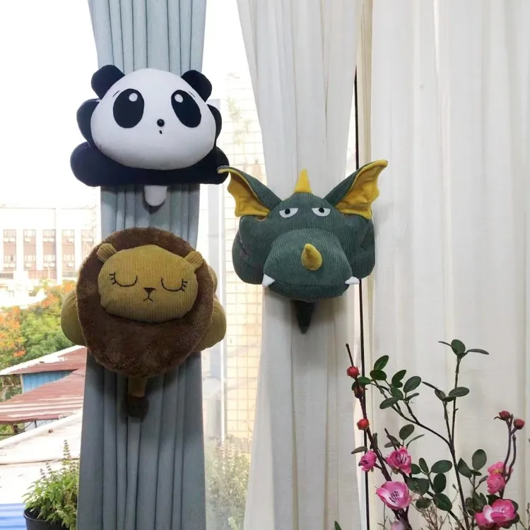 卡通熊猫门挡儿童防夹手防撞房间静音窗帘绑带车枕车靠腰枕午睡枕