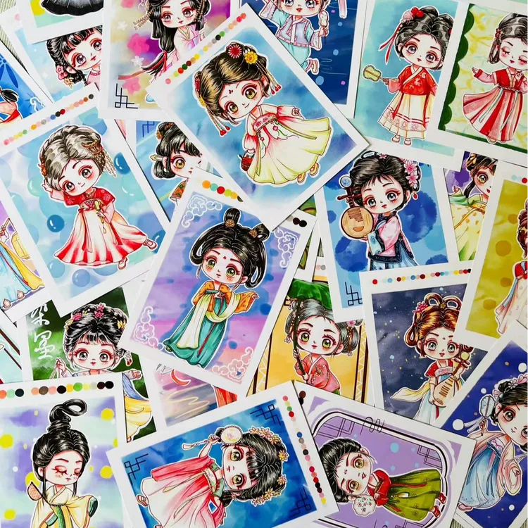 古风人物临摹卡，Q版原创马克笔手绘画，学习古风人物，带讲解步骤图