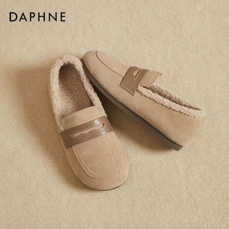 达芙妮潮流雪地靴女款2025新款秋冬一脚蹬女鞋冬季鞋子加绒豆豆鞋