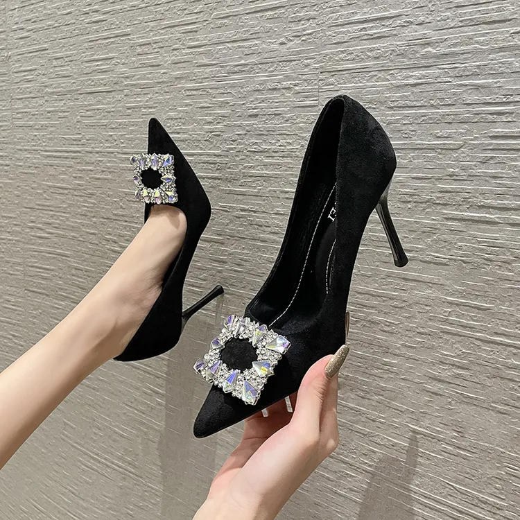 sufeifei/苏妃妃73新款细跟百搭性感少女名媛气质水钻尖头高跟鞋