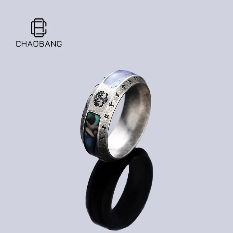 chaobang/潮邦 钛钢戒指 复古亚特兰蒂斯戒指男生命之树做旧指环