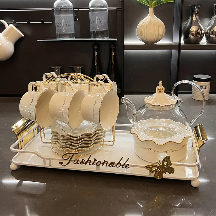 轻奢乔迁新居杯子套装家用客厅待客水壶茶杯茶具整套结婚礼物送人