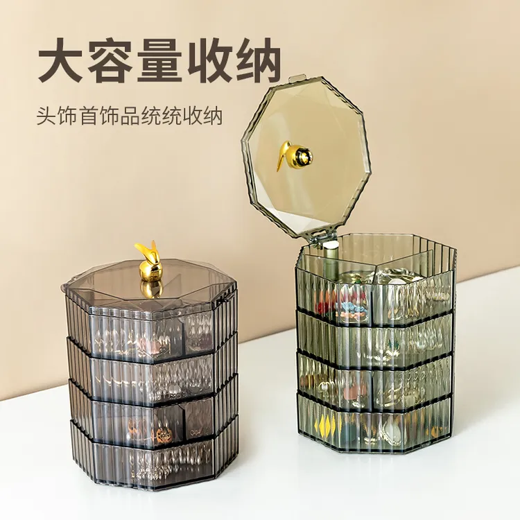 首饰收纳盒多层可旋转耳环手饰品首饰盒置物架高档桌面护肤品口红