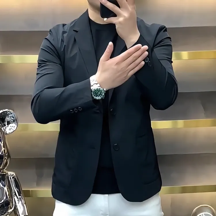 2024韩版修身西服百搭商务休闲西装纯色简约秋季轻奢时尚西服外套