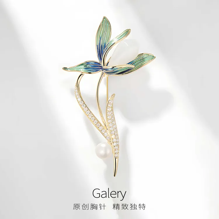 铜合金胸针 高档高级感百搭气质优雅轻奢精致玉兰花胸针女胸花