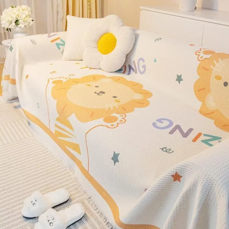 沙发盖布四季通用沙发垫子套罩全包万能防猫抓全盖巾毯子可爱卡通