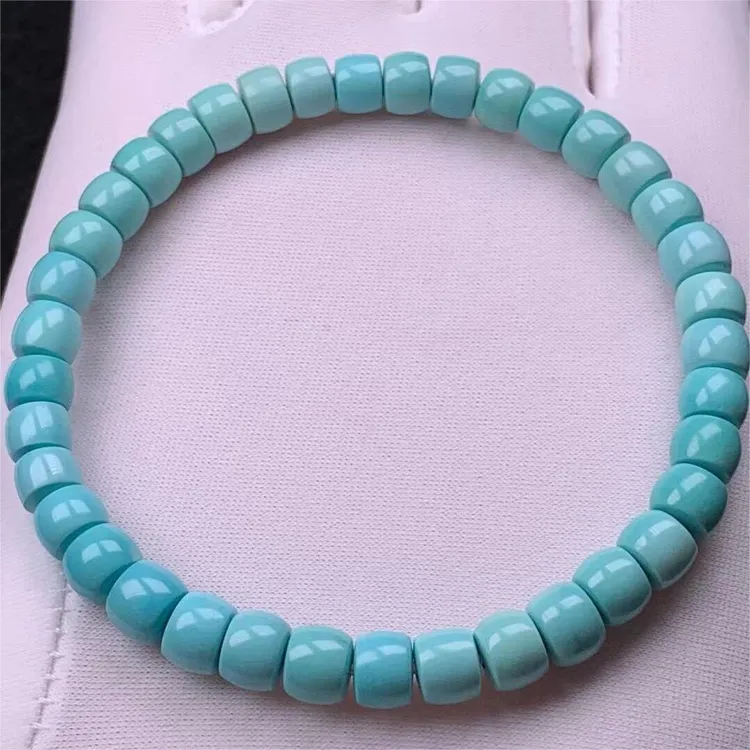 原矿高瓷玉化绿松石直切老型手串单圈玉化素圈手链【多样性发货】