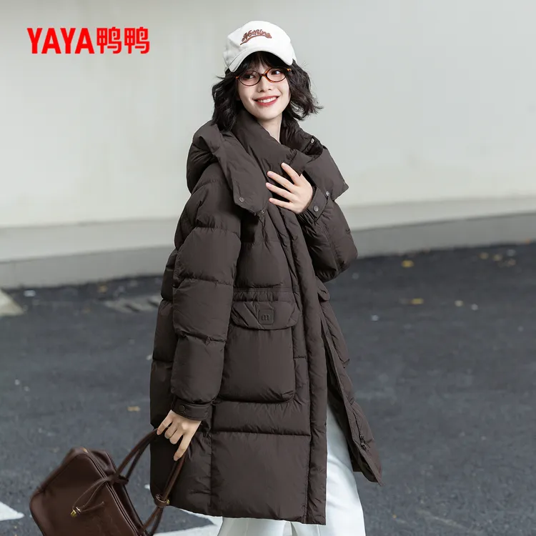 鸭鸭25年冬季新款时尚休闲百搭90绒长款保暖羽绒服YE4B620022N