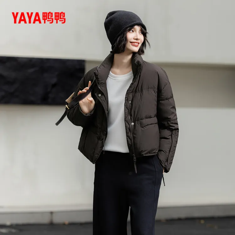 YAYA/鸭鸭冬季时尚百搭休闲简约短款保暖韩版羽绒服女YE4B616042N