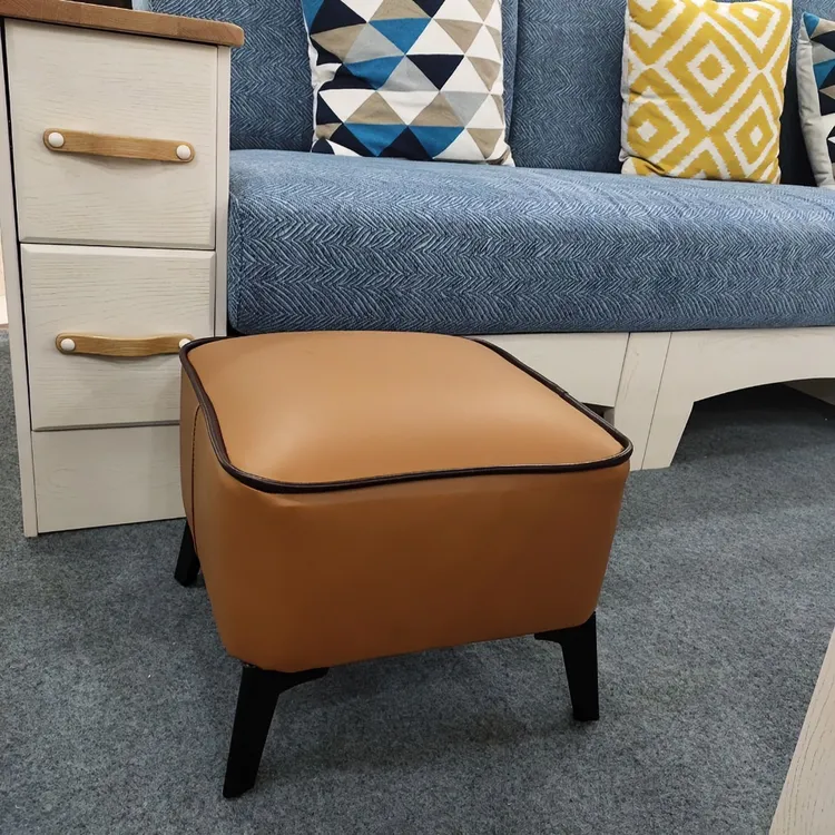 皮凳美式沙发皮墩穿鞋凳床尾儿童小凳客厅换鞋凳坐墩家用北欧方形