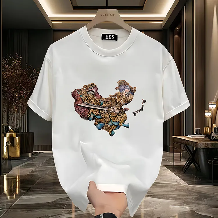 纯棉设计感小众短袖t恤男女款夏季新款2024宽松圆领国潮半袖上衣