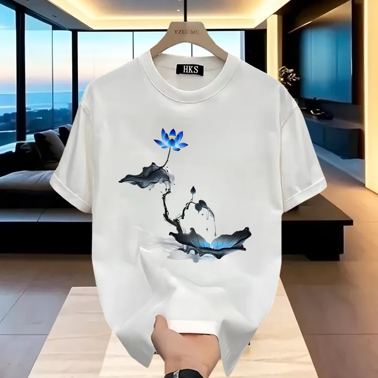 2024夏季新款潮牌纯棉宽松休闲运动短袖T恤个性圆领透气外穿上衣