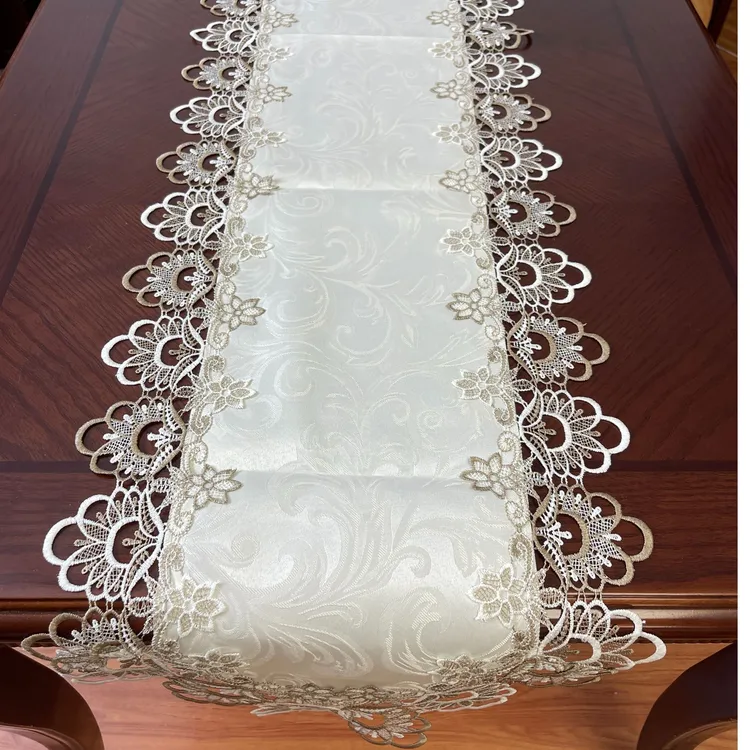 40*180CM 欧式桌旗高品质贡缎凤尾花提花餐桌餐边柜五斗橱鞋柜等