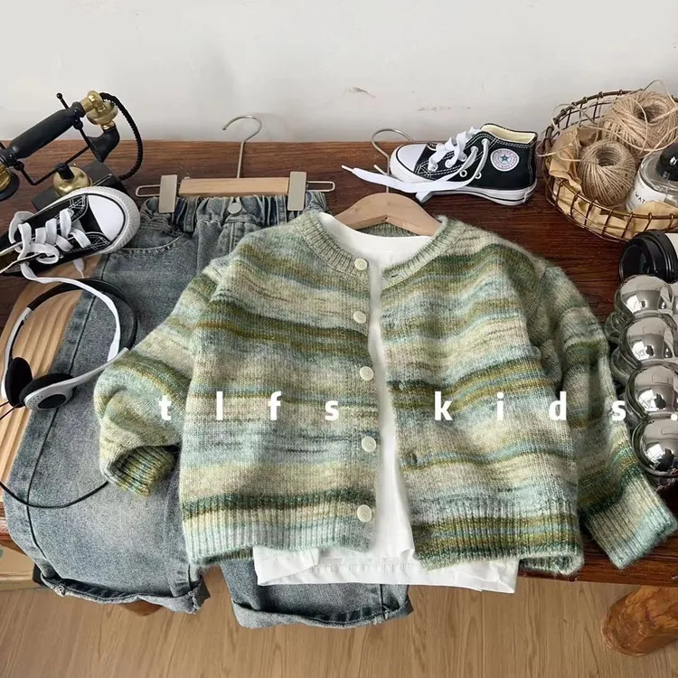儿童毛衣洋气开衫韩国童装外套2025宝宝渐变开衫毛衣秋装男童秋装