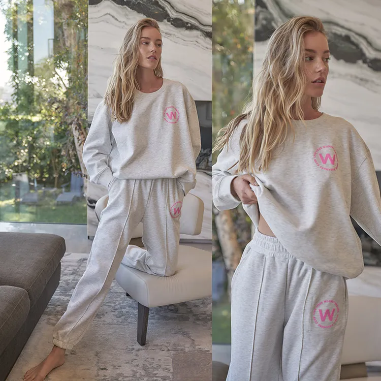 WISKII冬季宽松束脚运动裤女跑步休闲健身裤茸感jogger长裤WS255