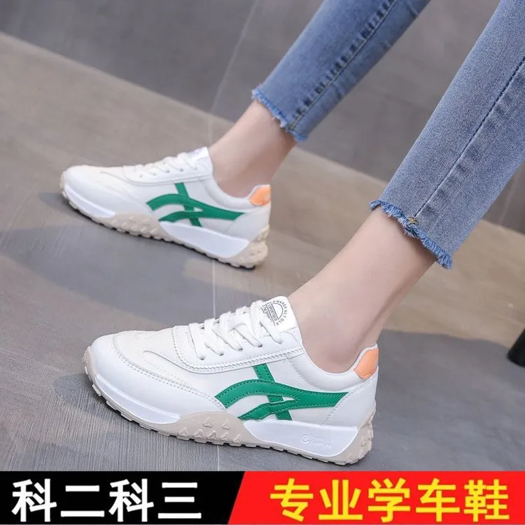 透气练车女鞋皮面网面跑步鞋小白鞋防滑运动鞋百搭阿甘鞋练车潮牌