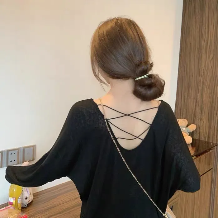 【夏季防晒衫】冰丝T恤女防晒罩衫露背镂空薄款宽松显瘦长袖上衣