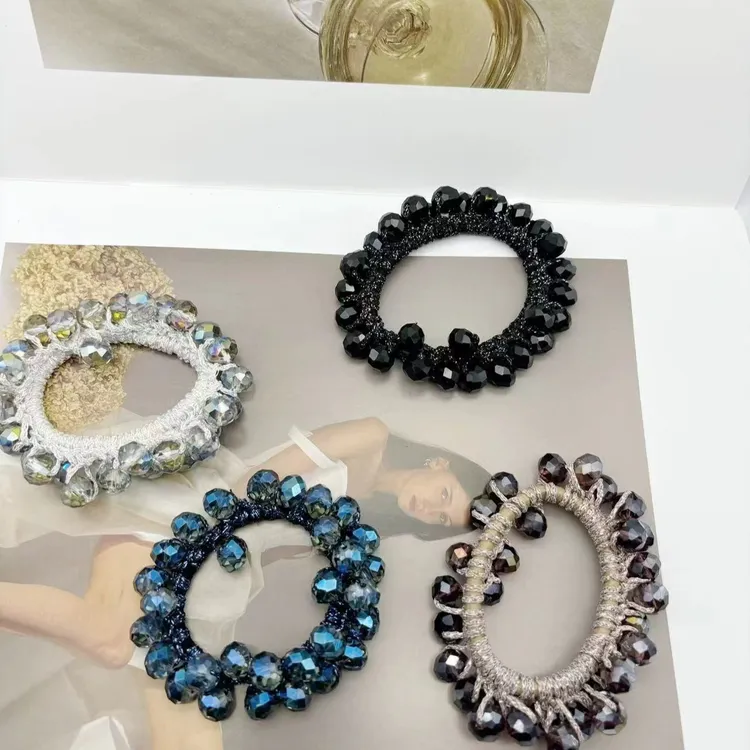 墨圳高端发饰手工韩版气质水晶发圈