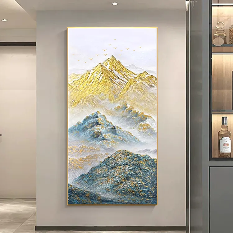 金山手绘油画简约现代玄关装饰画轻奢走廊挂画高级感抽象肌理画