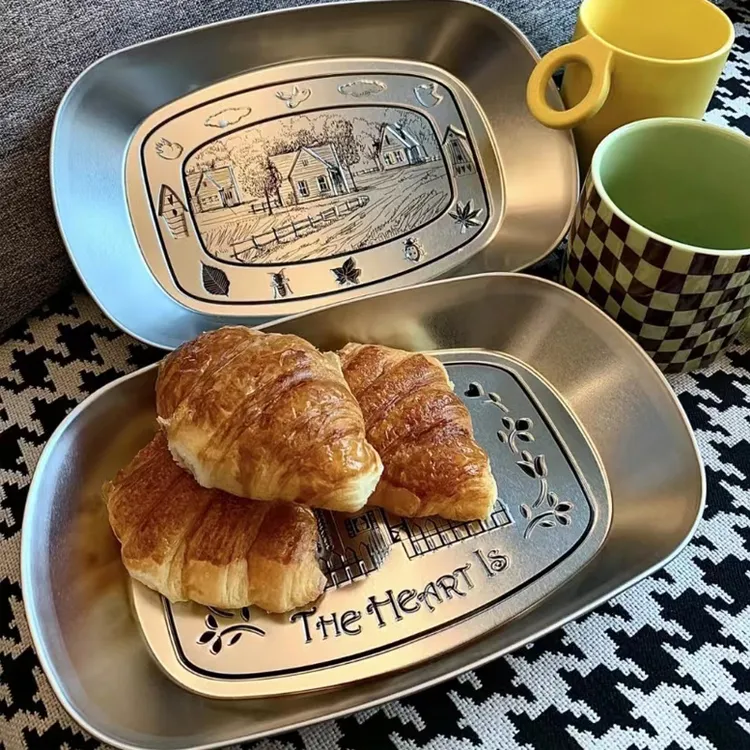 【拍一发二】家用网红复古马口铁盘水果小托盘果盘糖果零食糕点碟子