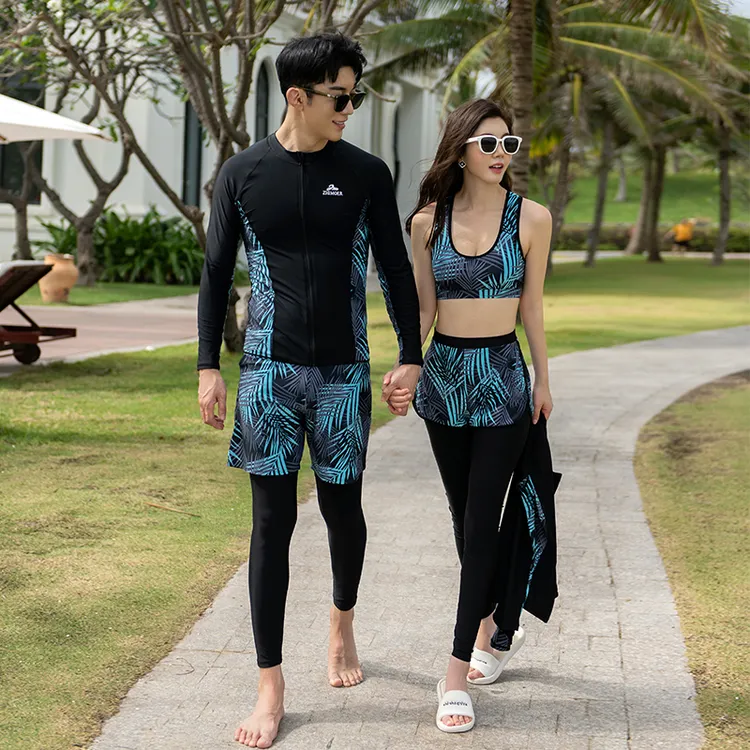 新款情侣潜水服套装长袖防晒游泳衣女男浮潜衣防水母冲浪时尚速干