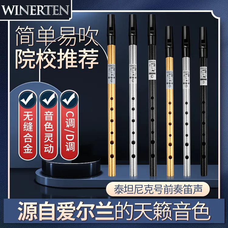 winerten威迩特爱尔兰哨笛锡笛初学入门六孔竖笛C/D调高音直笛子