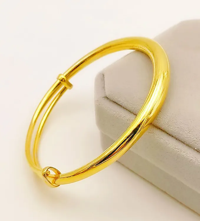 铜合金手镯 【光面圆棍推拉手镯】加粗加重光面手镯可调节