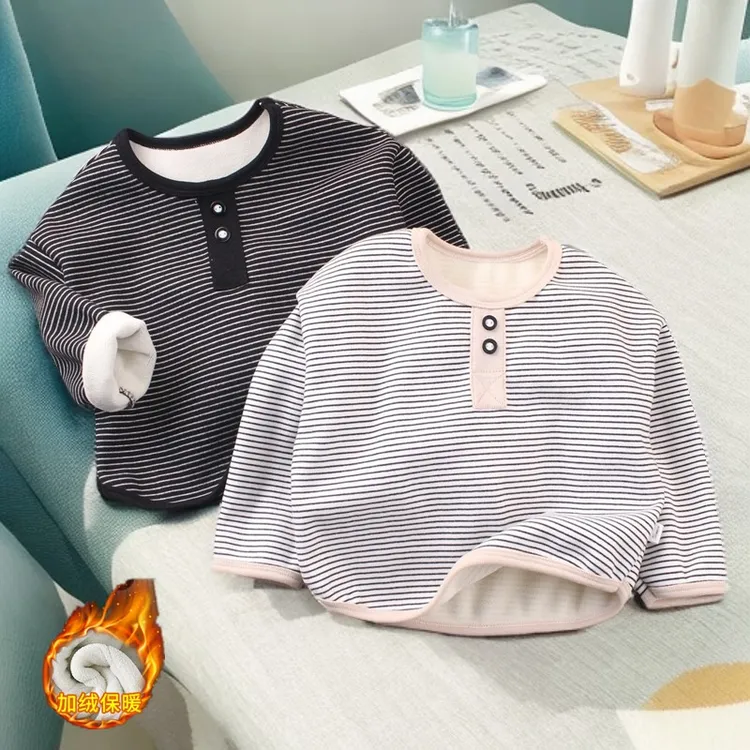 A类男童加绒加厚打底衫加绒宽松男童卫衣加绒春秋冬装韩版打底