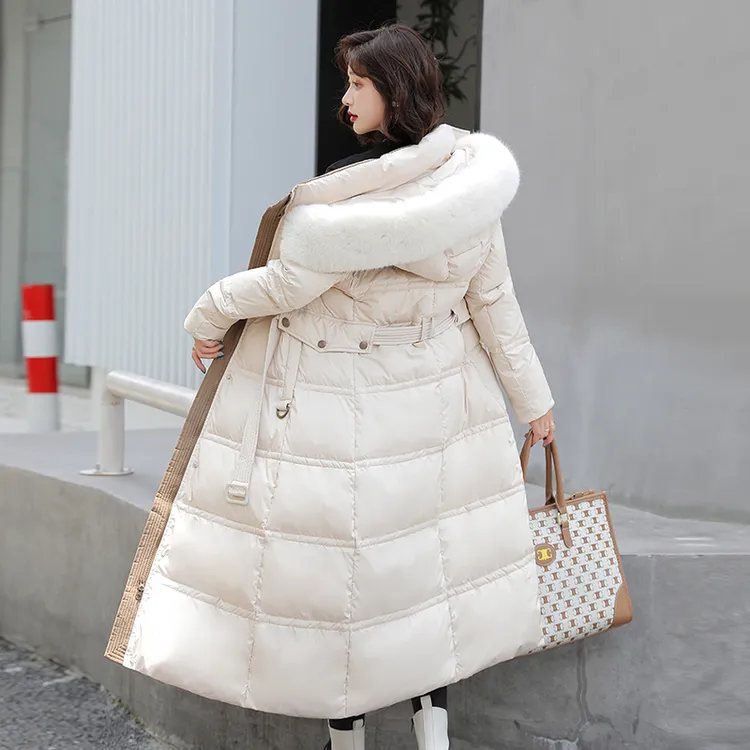 中长款棉服外套女2024年韩版秋冬新款过膝修身显瘦女士大毛领棉衣