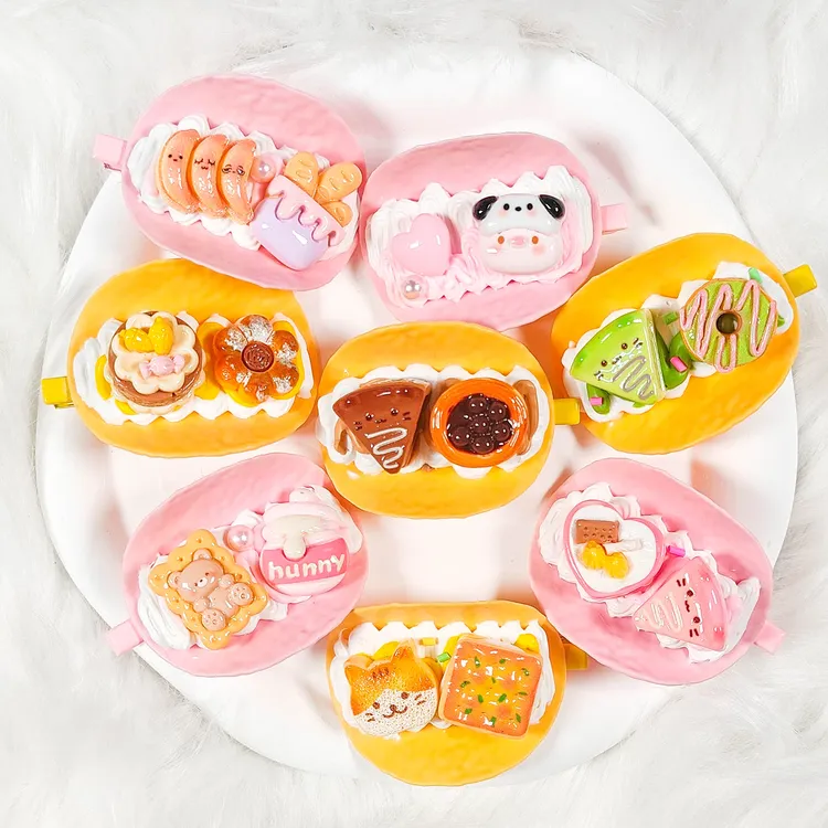 个性创意薯片发夹奶油胶仿真食玩儿童一字夹卡通可爱网红发卡女孩