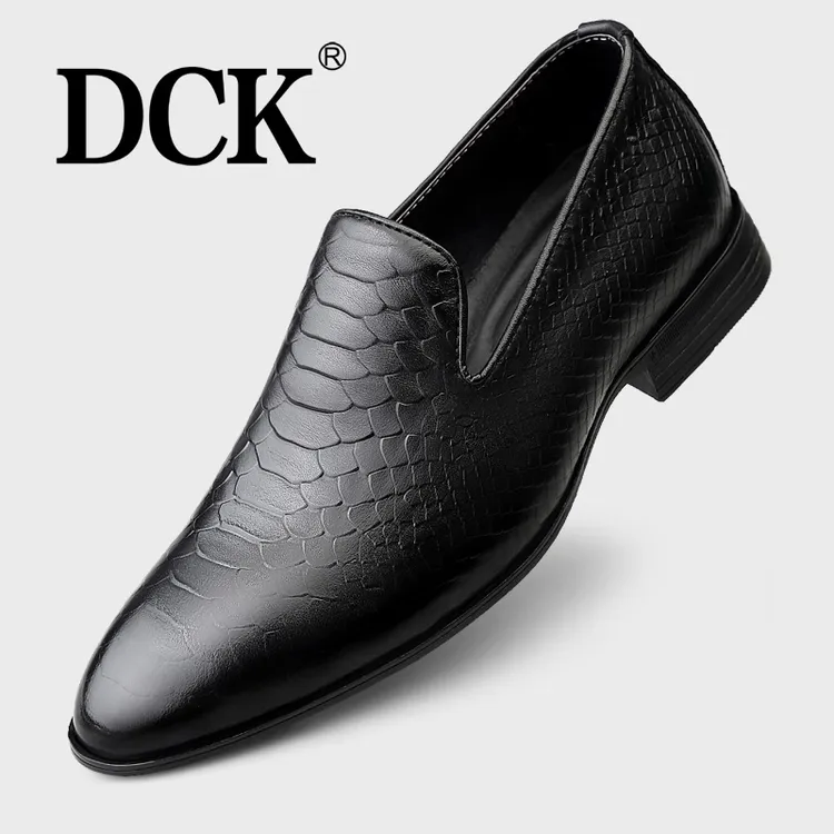 DCK休闲男皮鞋时尚百搭透气鳄鱼纹舒适商务男士观赛搭子高能感