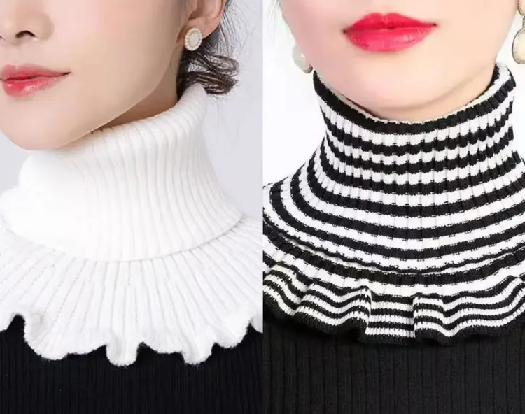 针织成人护颈椎保暖毛线高领围脖秋冬季脖套装饰假领子防走光女士