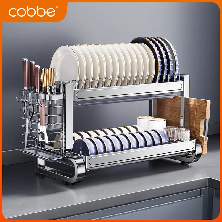 卡贝厨房碗架沥水架不锈钢碗盘碗柜置物架家用多功能放碗碟收纳架