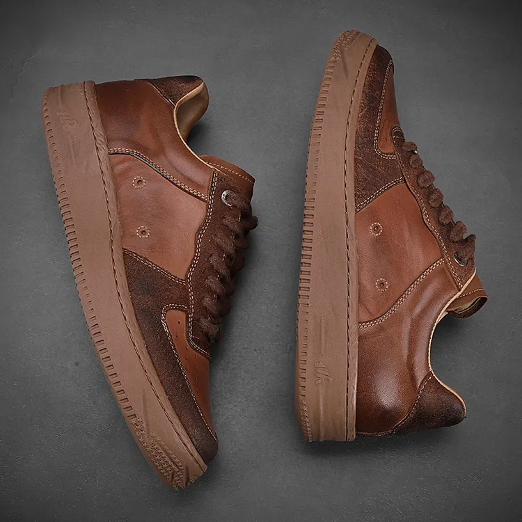 男鞋秋冬款真皮复古德训鞋英伦风头层马皮轻奢高端小众设计感板鞋