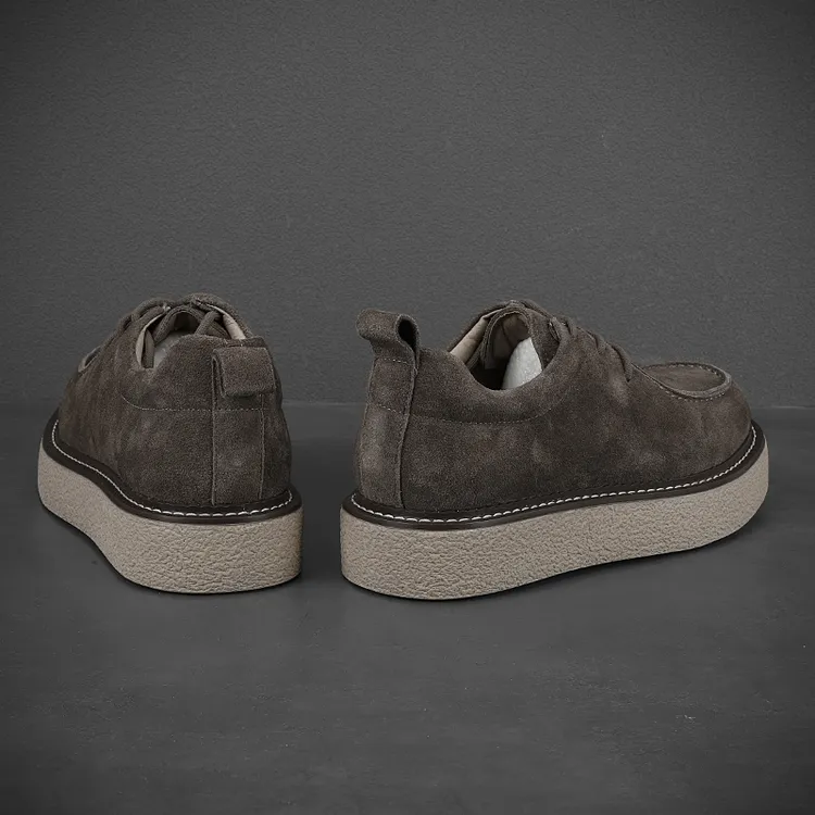 日系复古工装靴厚底增高大头鞋男新款真皮透气休闲板鞋轻便工装鞋