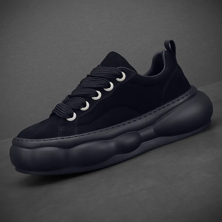 欧洲站复古增高松糕鞋男鞋爆款纯牛皮面包鞋潮牌高级感时尚老爹鞋