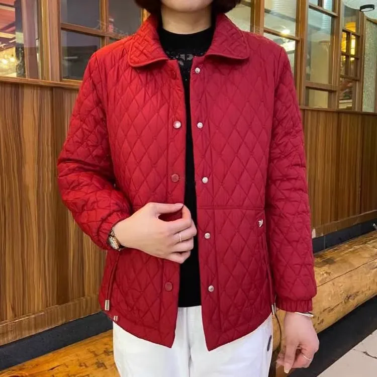 秋冬新款中老年时尚妈妈装宽松休闲百搭轻薄棉衣外套女士减龄上衣