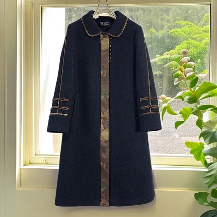 24-126冬季新款新中式毛呢大衣外套（挂里衬-大衣长度103厘米）