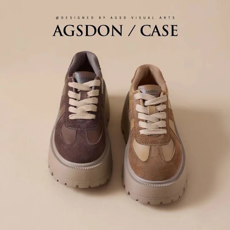 奥古狮登厚底德训鞋女2025新款秋冬增高板鞋美拉德休闲爆款运动鞋