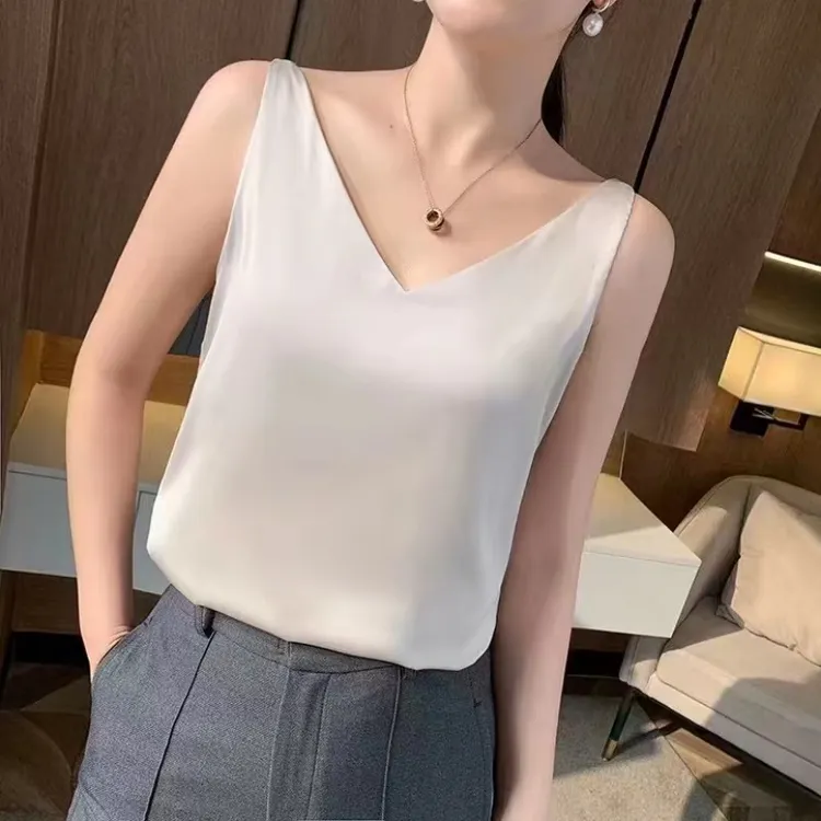 女士夏季防真丝高端时尚吊带打底背心6388