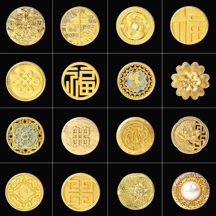 新中式金属纽扣古风祥云花朵福喜字扣子毛衣精致西装钮扣