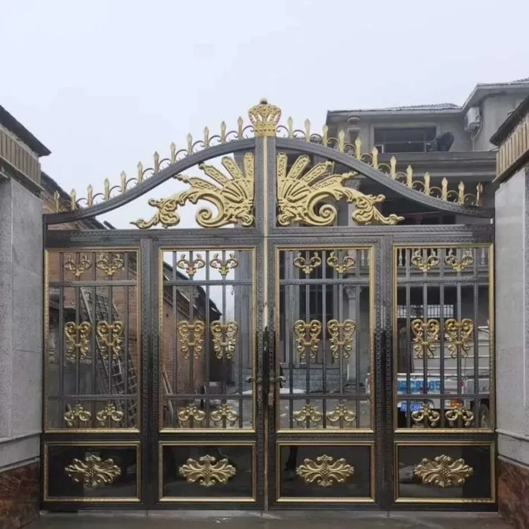 定制大门农村双开门室外门农村门黑钛金大门欧式庭院大门双开大门