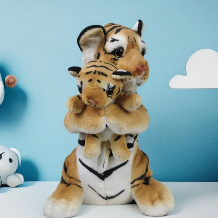 可爱仿真母子老虎 毛绒玩具 公仔 玩偶 拍照 礼物 娃娃