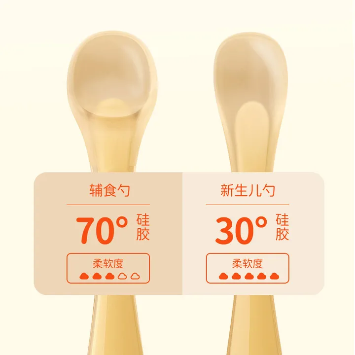 贝因美新生儿勺子新生儿硅胶软勺儿童吃饭辅食勺宝宝餐具软头硅胶